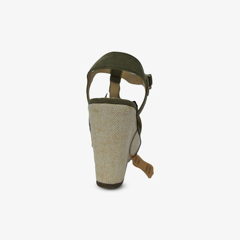 Sprox oliv  open toe booties block heel